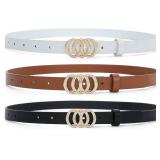 Thin Belts for Women 3 Pack with Gold Buckle