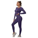 2 Pc Yoga Sets Women Ribbed Crop Top & High Waist Legging