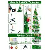 Dual Color Switch&Timer 5 Ft Pop Up Christmas Tree,Tinsel Christmas Tree 50 Warm White&Color Lights 8 Mode Balls 3D Star Sequins Pencil 1 Minute Collapsible Christmas Tree Xmas Office Home Decor