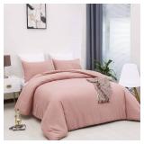 Pureant Blush Pink Comforter Set Full Dusty Pink Bedding Comforter Sets Cotton Bedding for Women Girls Bean Pink Comforter Soft Solid Light Pink Full Blanket Quilts Muave Pink Full Size Comforter