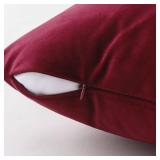 MIULEE Pack of 4 Christmas Velvet Throw Pillow Covers Decorative Soft Cozy Solid Luxury Cushion Case for Couch Sofa Bedroom Living Room 16 x 16 Inch Wine Red