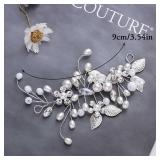 Gorais Bride Wedding Hair Vine Pearl Bridal Headpieces Leaf Hair Accessories for Women and Girls