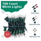 PREXTEX 100 Count Clear Christmas Tree Lights with Green Wire - 20 ft Warm White Christmas Lights Outdoor or Indoor - String Fairy Twinkle Lights for Christmas Trees, Holidays, Patios, and More