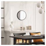 Round Mirror for Wall Black Circle Mirror 12 Inch Round Bathroom Mirror Round Wall Mirror Circular Mirror Frosted Metal Frame Anti-Rust Tempered Glass Mirror for Bathroom Bedroom Entryway Living Room