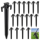 Black 10 Inch Inflatable Plastic Stakes Replacement Yard Stakes Inflatable Accessories for Outdoor Inflatables Camping Tent Pegs Spike Stakes Garden Yard Decor (Black, 16)