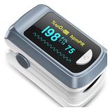 Fingertip Pulse Oximeter Blood Oxygen Saturation Monitor Pulse Ox, Heart Rate and Fast Spo2 Reading Oxygen Meter with OLED Screen Included Lanyard and 2 X AAA Batteries