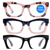 CCVOO Oprah Style Reading Glasses Women - Lightweight Readers with 99% Blue Light Blocking - UV 400 Cheaters with Spring Hinge