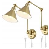 Trlife Dimmable Swing Arm Wall Sconce 2 Pack Gold