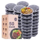 WGCC Meal Prep Containers with Lids - 50Pack 32OZ Meal Prep Bowls, Disposable Food Prep Containers, Round To Go Containers with Lids, BPA-Free, Freezer & Dishwasher Safe