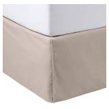 Amazon Basics Lightweight Pleated Bed Skirt, Queen, Taupe, Solid