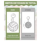 Taiyin Acrylic Volleyball Keychains Bulk Volleyball Party Favors for DIY Christmas Backpacks Gift Team(White,36 Pcs)