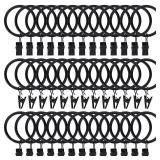 Curtain Rings with Clips Hooks 40pcs 1.5 inch Rustproof Matte Metal Stainless Steel Drapery Rings for Tension Rod Bracket Eyelets Decorative Hangers, Vintage Black (1.5" Interior Diameter)