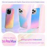 LONLI Hue Case for iPhone 16 Pro Max - [360° Shock-Absorbent Bumper] - [Cute and Unique Phone Cover for Girls and Women] - Fluorescent Holographic Iridescent