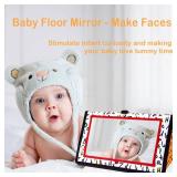 Epessa Baby Mirror Toys for Tummy Time, Newborn Infant Toys 0-6 6-12 Months, Baby Floor Mirror, Black and White High Contrast Baby Toys 0 3 6 9 Month Crawling Sensory Toy, Crib, Brain Development