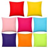 Preboun 8 Pcs 18 x 18 Inch Fresh Colors Decorative Throw Pillow Covers Mixed Color Throw Pillow Covers Solid Color Square Pillow Cases for Classroom Couch Bedroom Patio Garden (Covers Only)