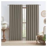 KEQIAOSUOCAI Farmhouse Taupe Curtains 90 Inch Length, Blackout Burlap Textured Boho Curtains Bohemian Retro Window Treatments for Bedroom/Living Room 50x90 Inch 2 Panels Back Tab Rod Pocket