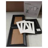 SONGMICS 5x7 Picture Frames with 6 Mats for Wall, Set of 3, Collage Photo Frames for 5x7, 4x6, 3.5x5 Pictures, Hanging or Table Display, Glass Front, 5 Non-Trace Nails, Ash Black URPF045B01