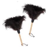 Midoneat Natural Black Ostrich Feather Duster,2 Packs,Car Duster Interior/Exterior Cleaner,Duster for Blinds Kitchen Keyboard Office, Smart and Soft and Fluffy Duster (Black)