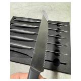 New Never Been Used 6pc Serrated Stainless Steel Steak Knife Set, Black