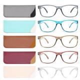 Fetrrc Reading Glasses Blue Light Blocking, Computer Glasses for Women Men, Fashion Square Eyeglasses 5 Pairs