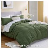 Bedsure Olive Green Duvet Cover King Size - Soft Double Brushed Duvet Cover for Kids with Zipper Closure, 3 Pieces, Includes 1 Duvet Cover (104"x90") & 2 Pillow Shams, NO Comforter