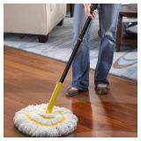 Self-Wringing Twist Mop for Floor Cleaning, Long Handled Microfiber Floor Mop with Top Scouring Pad for Kitchen, Hardwood, Restaurant, Bathroom, Garages, Warehouses, Office, 57-inch