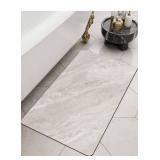 LUMI Ultra Thin Bath Mat, Non-Slip Rubber Super Absorbent Ultra Thin Bathroom Rugs, Under Doors, Quick Dry Bathroom Floor Mats, Ideal for Shower, Tub and Sink, 17"x30", Marble**USED**