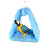 Winter Warm Bird Nest House Shed Hut Hanging Hammock Finch Cage Plush Fluffy Birds Hut Hideaway for Hamster Parrot Macaw Budgies Eclectus Parakeet Cockatiels Cockatoo Lovebird (M, Blue)