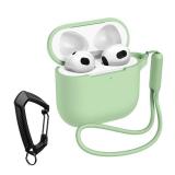 MILPROX Case Compatible for AirPods 4 Case   Soft Silicone Protective Skin Cover with Keychain/Strap, Front LED Visible, Shockproof Slim Cases Compatible for Airpod 4th Generation   Mint