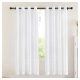 NICETOWN Sheer Curtains Panel 72 Long   Ring Top Window Treatment Sheer Voile Drapes for Bedroom/Living Room (White, Set of 2, W54 x L72)