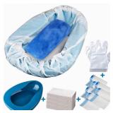 MINIVON Bedpan Set with 30 Disposable Liners, Super Absorbent Pads and Gloves   Pack 30 Count   Bed Pan for Elderly Women Females Bedridden Patients, Bedpan for Men