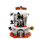 14 PCS Halloween Cupcake Toppers, Halloween Cake Toppers Set, Halloween Cake Decorations, Halloween Bat Toppers Halloween Cupcake Picks for Baby Shower Halloween Theme Party Cake Decorations Supplies