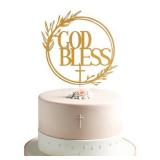 God Bless Gold Cake Topper   Divine Blessings Elegant Cake Decor for Celebrations, Baptisms & Milestones Decoration