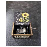 UNIQLED You are My Sunshine Wood Music Boxes, Laser Engraved Vintage Wooden Sunshine Hand Crank Musical Box Gifts for Birthday/Christmas/Valentine