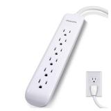 Philips 6-Outlet Surge Protector with 4ft Extension Cord, White