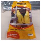 Ambitex Flock Lined Glove #L6501 Medium Latex Yellow Beaded Cuff, Long cuff