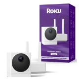 Roku Outdoor Camera for Home Security - IP65 Weather Resistance Wireless Security Camera with 1080p HD Night Vision, Works with Alexa & Google, Motion Detection - 90-Day Subscription Included, White