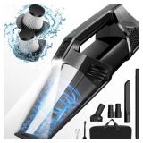 Handheld Vacuum Cordless Car Vacuum Portable with LED Light, High Power Suction, Lightweight Rechargeable Hand Vacuum, Hand Held Vacuum Cleaner for Car Home Office, Pet Hair, Black