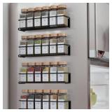 ZICOTO Magnetic Spice Racks for Your Refrigerator - 4 Space Saving Shelves Safely Hold Up to 24 Jars with Extra Strong Magnets - The Perfect Seasoning Storage Organizer For The Fridge