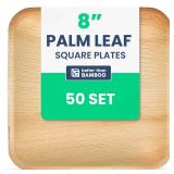 Better than Bamboo Disposable Palm Leaf Plates | 50-Pack 8" Heavy-Duty Eco-Friendly Party Plates, 100% Compostable & Biodegradable, Sustainable Alternative to Bamboo, Wood & Plastic