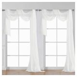 OWENIE Sheer White Curtains 144 inch Extra Long, Elegant and Airy Drapes Translucent Window Treatments for Living Room/Bedroom, White, 2 Panels=84" Wide