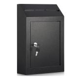 xydled Wall-Mount Mailbox,Heavy Duty Deposit Drop Box, Locking Metal Key Drop Box Suggestion Box with Key Lock,Secured Safe Storage Box Postbox for Home&Business Use,15x12x4 Inch,Black