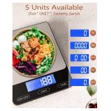 Food Scale -33lb Digital Kitchen Scale for Food Ounces Grams Rechargeable 304 Stainless Steel,Batteries and Type-C Charging | Perfect for Meal Prep, Cooking, and Baking, Black