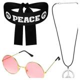 WILLBOND 3 Pcs Hippie Costume Set 70s Accessories for Women Hippie Headband Peace Sign Necklace Sunglasses Peace Sign for Men 60s 70s Accessories Halloween Theme Party Carnival Costume Cosplay