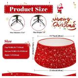 TPCSCH Red Christmas Tree Collars 23.6 Inch Sparkle Xmas Tree Ring Sequin Christmas Tree Stand Collar Shimmmer Christmas Tree Base Cover Rustic Bling Tree Collar Box for Home Christmas Tree Decor