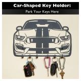 MOOH Car Key Holder for Wall - Metal Automotive Key Holder with 6 Hooks - Unique Car Gift for Men, Women, Car Lovers & Enthusiasts - Cool Man Cave Decor (Ford Mustang 2021, Black)