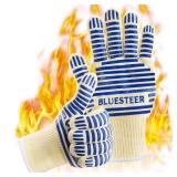 Oven Gloves, Heat Resistant 540 Degrees Grilling Gloves, Hot Surface Handler Non-Slip Silicone Oven Mitts with Fingers, BBQ Gloves for Cooking/Kitchen/Baking, Pack of 2