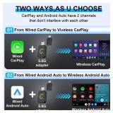 Mini Android Auto Wireless Adapter and Wireless CarPlay Adapter-USB CarPlay Wireless Stick Convert Wired to Wireless CarPlay Dongle Fast Stable Connection Wireless Android Auto Adapter No Delay-CR5