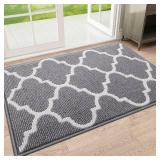 OLANLY Indoor Door Mat, 32x20, Non-Slip Absorbent Resist Dirt Entrance Mat, Washable Low-Profile Inside Floor Mat Doormats for Entryway, Grey