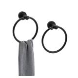 TOPZEA 2 Pack Towel Ring for Bathroom, 304 Stainless Steel Round Hand Towel Holder Wall Mounted Bathroom Hardware Heavy Duty Towel Hanger Racks for Bathroom, Kitchen Organization, Matte Black